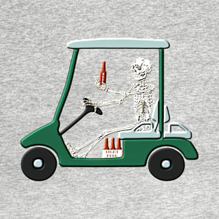 Old Timer Skeleton In Golf Cart Discovers Light Beer graphic T-Shirt